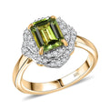 Certified & Appraised Luxoro AAA Sapo Green Tourmaline and I2 Diamond 1.70 ctw Ring in 10K Yellow Gold (Size 10.0) - Sticky add to cart bar
