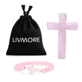Rose Quarts Gemstone Cross Bracelet - Sticky add to cart bar