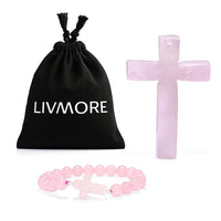Rose Quarts Gemstone Cross Bracelet