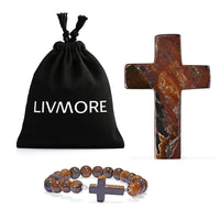 Tiger Eye Gemstone Cross Bracelet