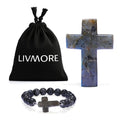 Labrodorite Gemstone Cross Bracelet - Sticky add to cart bar