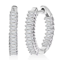 Luxuriant Lab Grown Diamond G-H SI 1.30 ctw Radiance Hoop Earrings in Rhodium Over Sterling Silver