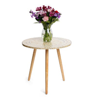 Livmore Multi Color Radiant Petal Shell Pattern Nacre Side Table - Large