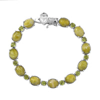 EverTrue Connemara Marble, Peridot Claddagh Bracelet in Platinum Bond (7.25 In) 25.25 ctw