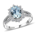 Certified & Appraised AAA Espirito Aquamarine and Luxuriant Lab Grown Diamond G-H SI 2.24 ctw Ring in 10K White Gold (Size 10.0) - Sticky add to cart bar