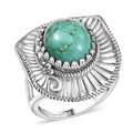 D'Joy Artisan Crafted Tahoe Naveda Turquoise 4.40 ctw Cowboy Hat Ring in Sterling Silver (Size 7.0) - Sticky add to cart bar