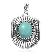 D'Joy Artisan Crafted Tahoe Nevada Turquoise 4.20 ctw Cowboy Hat Pendant without Chain in Sterling Silver