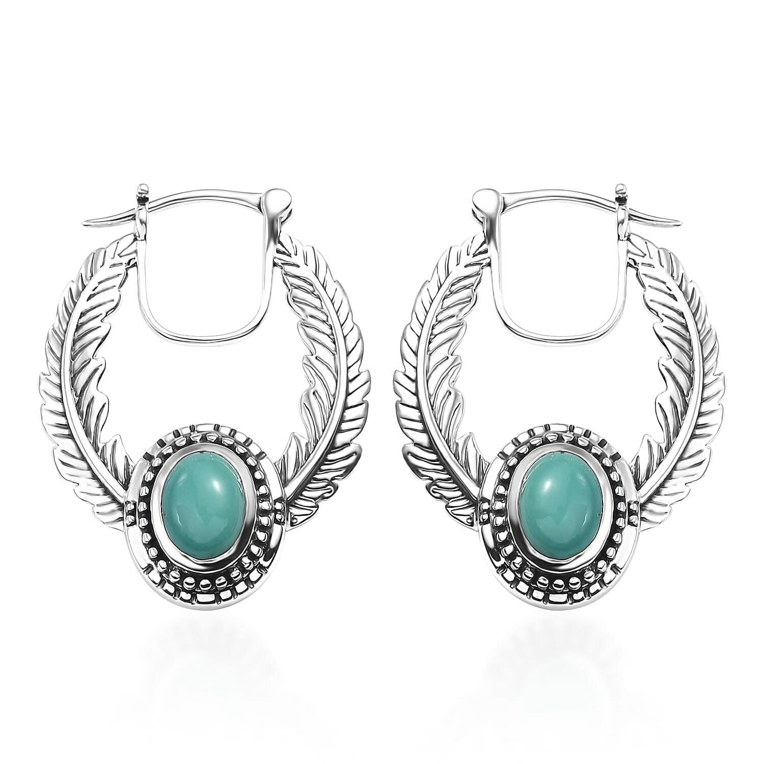 D'Joy Artisan Crafted Tahoe Nevada Turquoise 2.50 ctw Feather Earrings in Sterling Silver