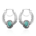 D'Joy Artisan Crafted Tahoe Nevada Turquoise 2.50 ctw Feather Earrings in Sterling Silver - Sticky add to cart bar