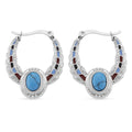 Blue Howlite 0.80 ctw and Enameled Feather Hoop Earrings in Stainless Steel - Sticky add to cart bar