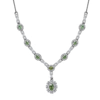 D'Joy Premium Ambanja Demantoid Garnet and Moissanite 4.65 ctw Forest Gleam Necklace in Rhodium Over Sterling Silver 18 Inches