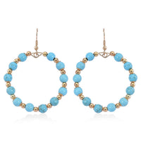 Blue Howlite 20.00 ctw Beaded Earrings in Goldtone and Stainless Steel