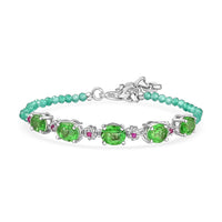 EverTrue Chartreuse Quartz (Triplet) and Multi Gemstone 15.40 ctw Floral Bracelet in Platinum Bond (7.25 In)