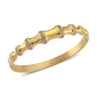 Austrian Crystal Bamboo Bangle Bracelet in ION Plated YG Stainless Steel (7.0In)