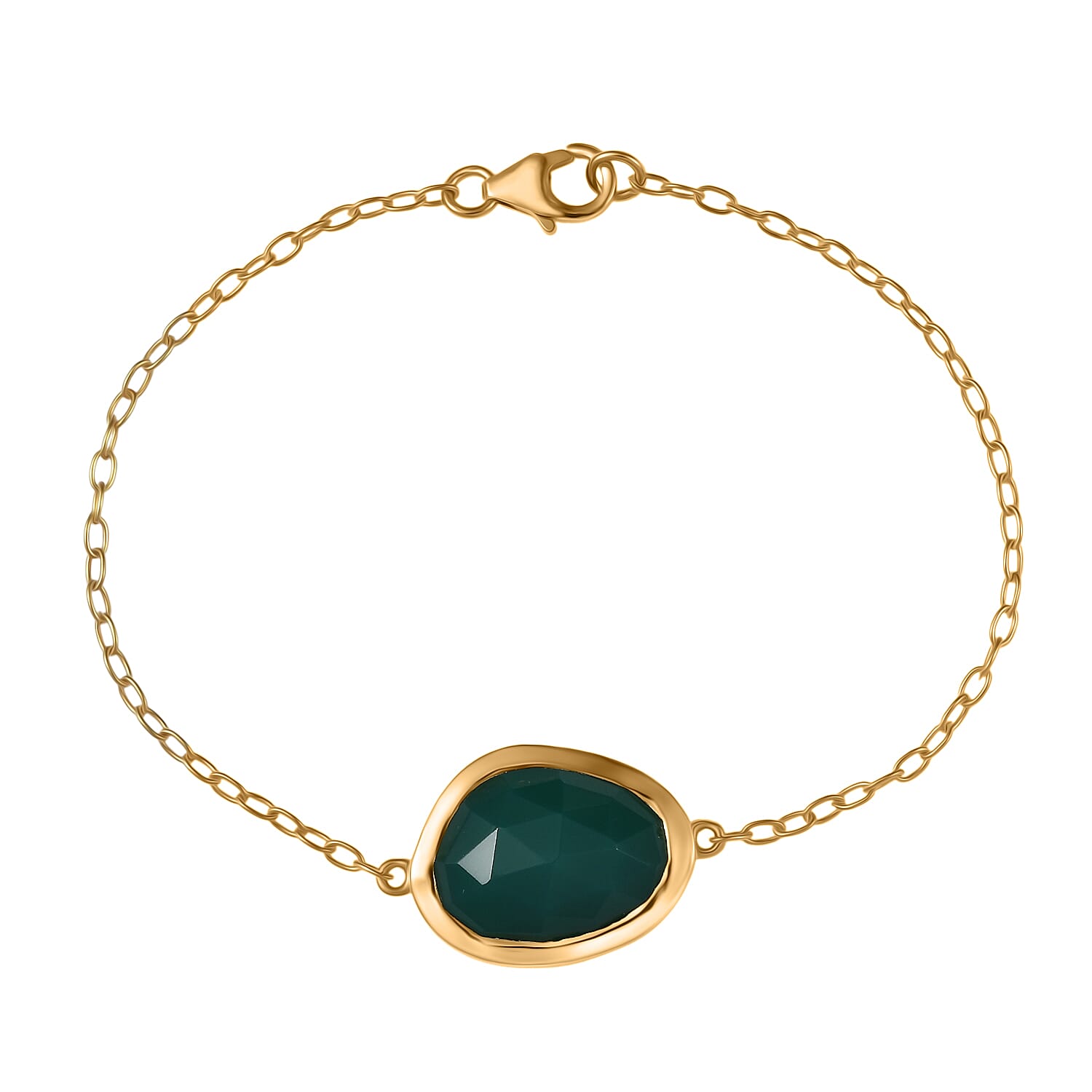 D’Joy Green Onyx 9.10 ctw Bracelet in 18K Vermeil Yellow Gold Over Sterling Silver (7.50 In)
