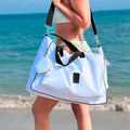 Closeout White Waterproof Extra Large Tote Bag with Coin Purse - Sticky add to cart bar