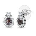 D'Joy Royal Lavender Spinel and White Zircon 1.90 ctw Classic Halo Earrings in Rhodium Over Sterling Silver - Sticky add to cart bar