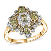 D'Joy Premium Ambanja Demantoid Garnet, Moissanite Ring in 18K Vermeil YG Over Sterling Silver (Size 10.0) 2.10 ctw