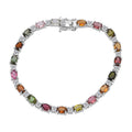 D'Joy Premium Multi-Tourmaline and Moissanite 9.15 ctw Bracelet in Rhodium Over Sterling Silver (6.50 In) - Sticky add to cart bar