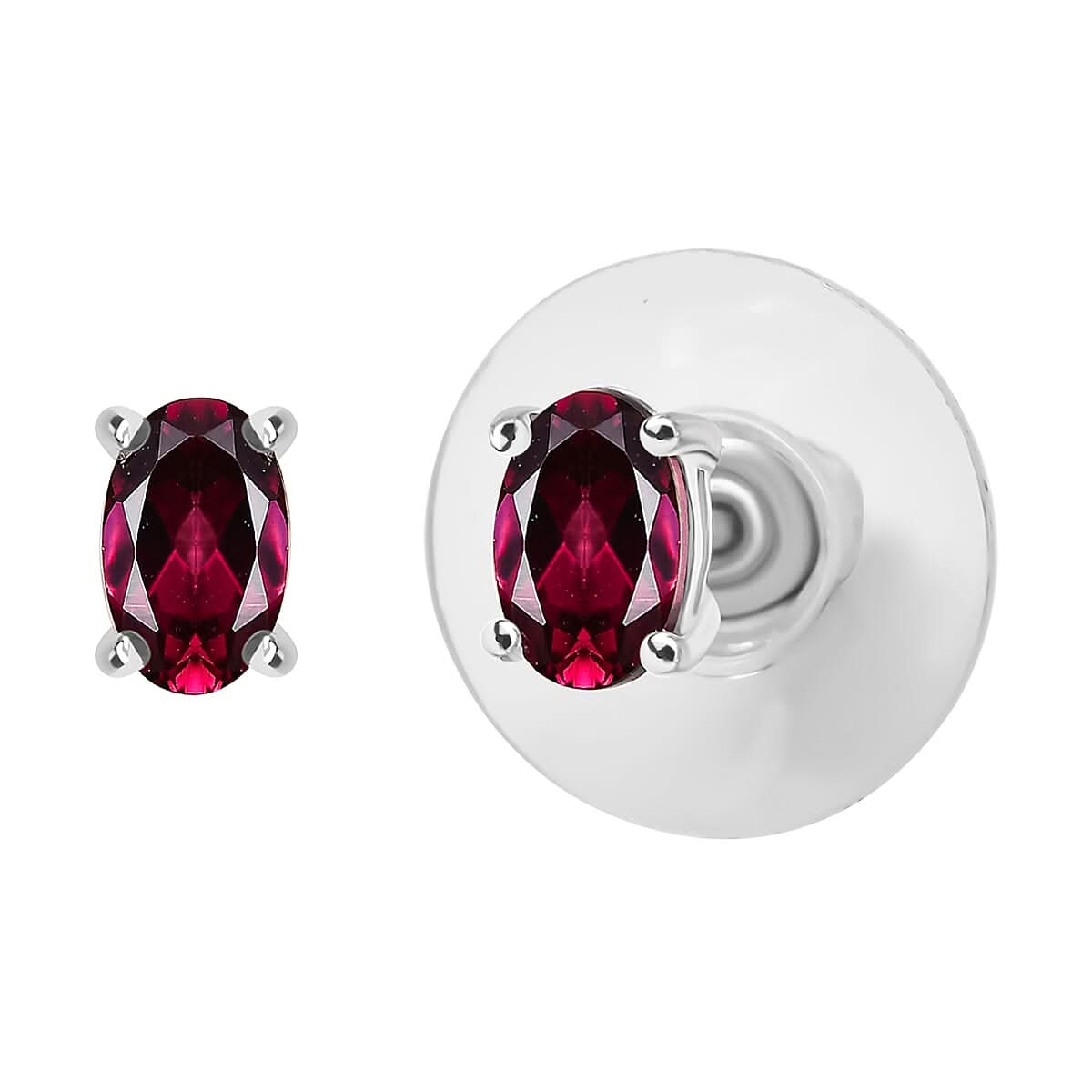 D'Joy Orissa Rhodolite Garnet Stud Earrings in Platinum Over Sterling Silver 1.10 ctw