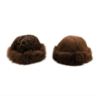 Tamsy Set of 2 Brown Faux Fur Round Hat