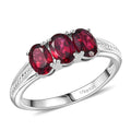 D'Joy Orissa Rhodolite Garnet 1.50 ctw 3 Stone Ring in Sterling Silver (Size 10.0) - Sticky add to cart bar