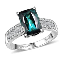 Certified & Appraised Rhapsody 950 Platinum AAAA Monte Belo Indicolite, Diamond (E-F, VS) (0.47 cts) Ring (Size 10.0) (6.30 g) 4.02 ctw