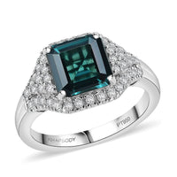 Certified & Appraised Rhapsody 950 Platinum AAAA Monte Belo Indicolite, Paraiba Tourmaline and Diamond (E-F, VS) (0.46 cts) Ring (Size 10.0) (6.75 g) 2.76 ctw