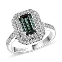 Certified & Appraised Rhapsody 950 Platinum AAAA Monte Belo Indicolite, Diamond (E-F, VS) (0.59 cts) Ring (Size 10.0) (6.45 g) 2.22 ctw