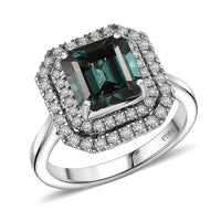 Certified & Appraised Rhapsody 950 Platinum AAAA Monte Belo Indicolite, Diamond (E-F, VS) (0.61 cts) Ring (Size 10.0) (7.22 g) 3.85 ctw