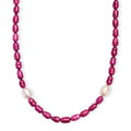 Freshwater Pearl and Pink Dyed Freshwater Pearl Necklace in Stainless Steel 18 Inches - Sticky add to cart bar