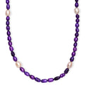 Freshwater Pearl and Purple Dyed Pearl Necklace in Stainless Steel 18 Inches - Sticky add to cart bar