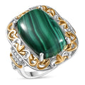 EverTrue African Malachite, White Zircon Ring in 18K YG Plated and Platinum Bond (Size 10.0) 17.00 ctw - Sticky add to cart bar