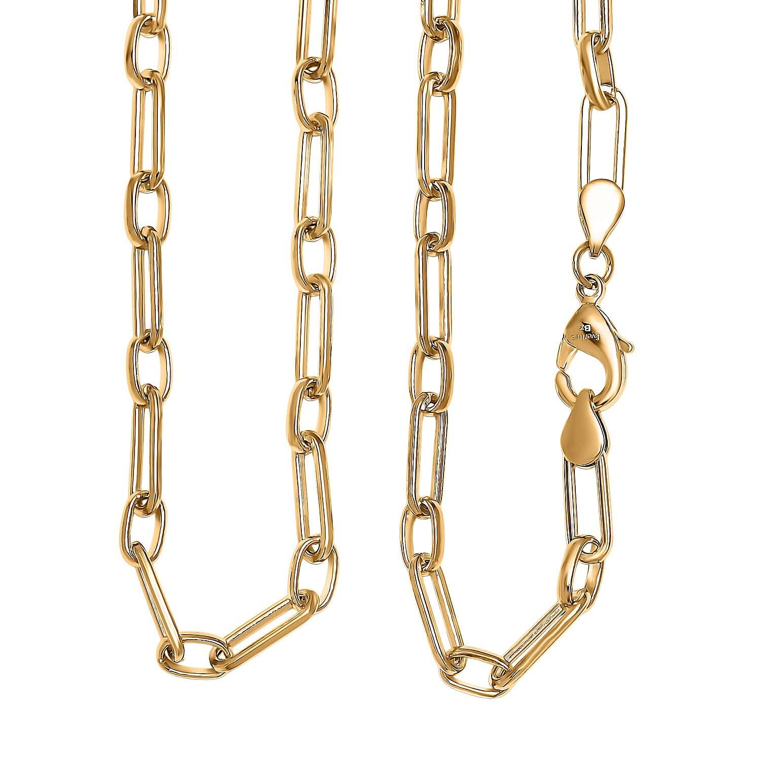 EverTrue Bronzella Collection Paper Clip Chain Necklace in 18K YG Plated Bronze 20 Inches