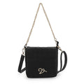 Vintage Havana Black Faux Leather Crossbody Bag with Chain Shoulder Strap - Sticky add to cart bar