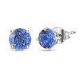 AAA Ceylon Blue Sapphire 1.25 ctw Solitaire Stud Earrings in 10K White Gold - Sticky add to cart bar