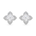 Clover Cut Moissanite 2.40 ctw Royal Bloom Earrings in Rhodium Over Sterling Silver - Sticky add to cart bar