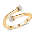 D'Joy Pearl Bypass Ring in 18K Vermeil YG Over Sterling Silver (Size 5.0) - Sticky add to cart bar