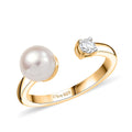 D'Joy Pearl, Lab Grown Diamond (I3) Ring in 18K Vermeil  YG Over Sterling Silver (Size 5.0) 0.10 ctw - Sticky add to cart bar