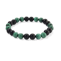 African Malachite and Shungite 100.00 ctw Beaded Stretch Bracelet