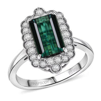 Certified & Appraised Rhapsody 950 Platinum AAAA Monte Belo Indicolite, Diamond (E-F, VS) (0.61 cts) Ring (Size 10.0) (7.24 g) 3.98 ctw