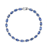 Luxoro 10K White Gold AAA Ceylon Sapphire Bracelet (7.25 In) 12.22 ctw