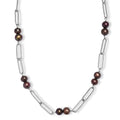 Bronze Dyed Pearl Paper Clip Chain Necklace in Stainless Steel 20 Inches - Sticky add to cart bar