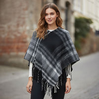 Tamsy Black Shawl with Fringes (27.6"x27.6")