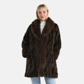 La Marey Brown and Animal Print Luxe Faux Fur Trench Jacket -S/M - Sticky add to cart bar