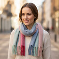 Tamsy Blue with Multi Color Scarf with Fringes - Sticky add to cart bar