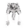 Tamsy White Hat with Bicolor Long Fur and Ears Decoration - Sticky add to cart bar