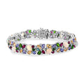D'Joy Premium Ethiopian Welo Opal and Multi Gemstone 21.00 ctw Bracelet in Rhodium Over Sterling Silver (6.50 In) - Sticky add to cart bar