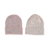 Tamsy Pink Knitted 2pcs Beanie