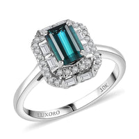 Certified & Appraised Luxoro 10K White Gold AAA Monte Belo Indicolite, Diamond (G-H, I2) (0.32 cts) Ring (Size 10.0) 1.51 ctw